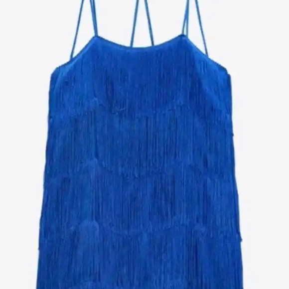 Mini Fringe Blue Dress - Picture 2 of 2